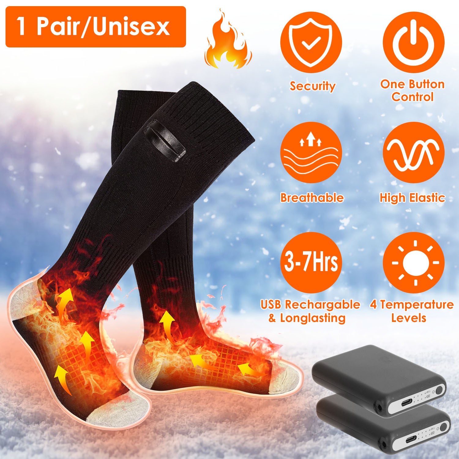 SlopeLine™ Heated Socks — Rechargeable Thermal Comfort for Winter Adventures
