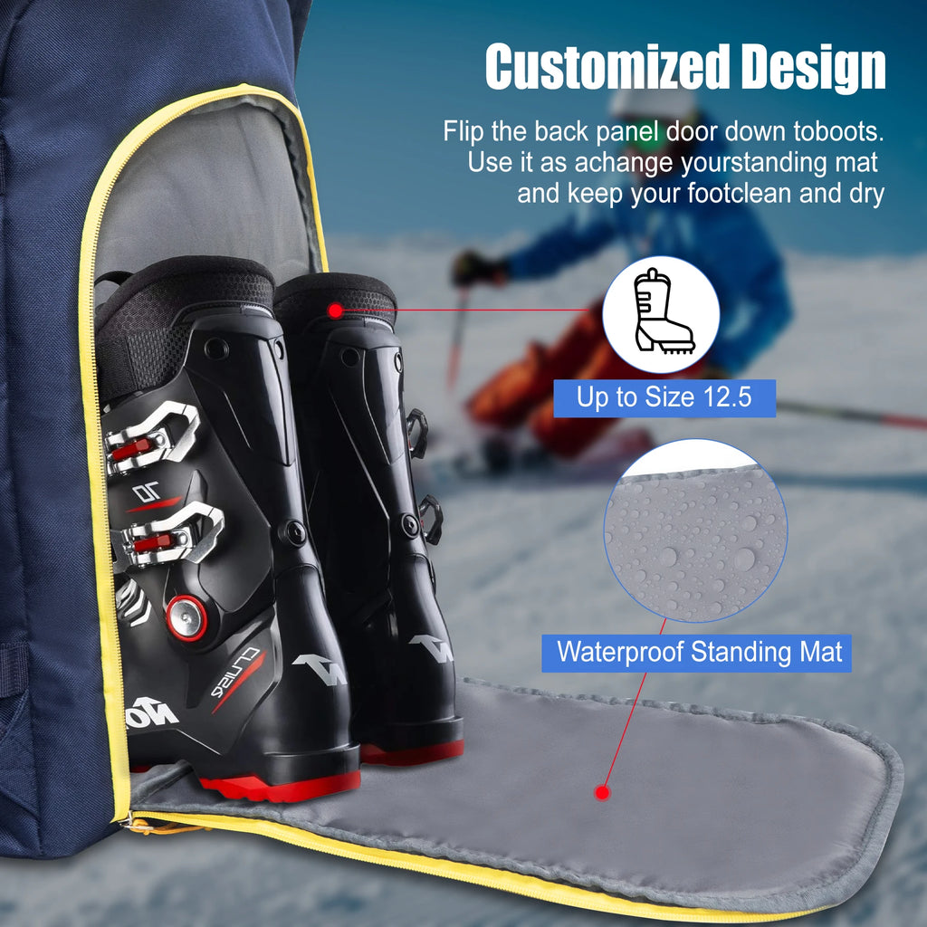 50L Ski Boot & Helmet Backpack – Waterproof Travel Snow Bag