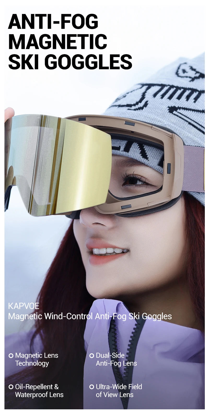 SlopeLine Magnetic Anti-Fog Ski Goggles – UV Protection & High-Contrast Lenses